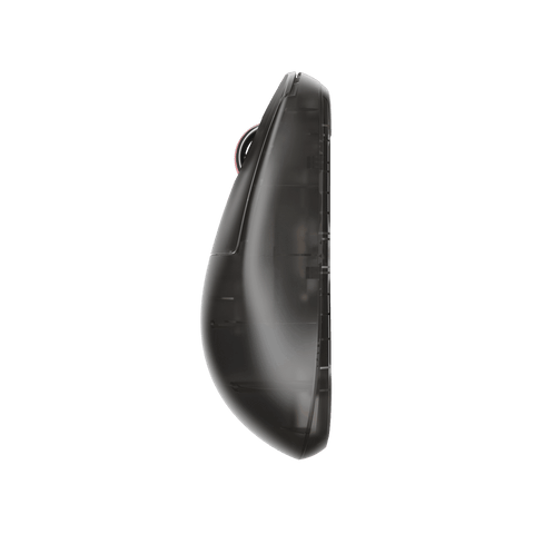 Clear Black Edition Pulsar X2H Medium Gaming Mouse with a translucent black design, narrow waist, higher hump, symmetrical shape, optical switch, and PAW3395 sensor.