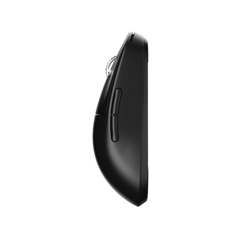 Black Pulsar X2A medium Gaming Mouse with an ambidextrous X2 shape, configurable buttons for left and right-hand use, lightweight design, PAW3395 optical sensor, OLED display, and driver-free setup, ideal for esports tournaments.