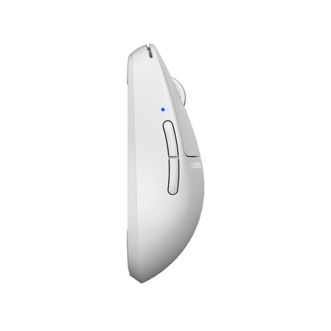 White Pulsar X2 v2 Gaming Mouse, lightweight and ergonomically designed with a symmetrical shape, optical switch, PAW3395 sensor, ideal for fingertip and claw grip styles